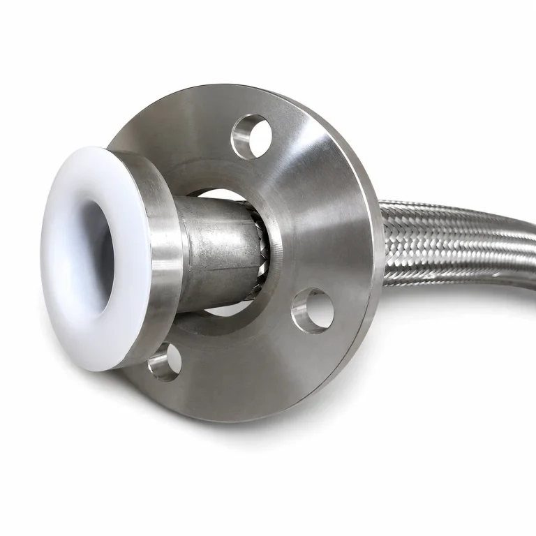 Фланцевое окончание рукава PTFE с белым полимерным буртом