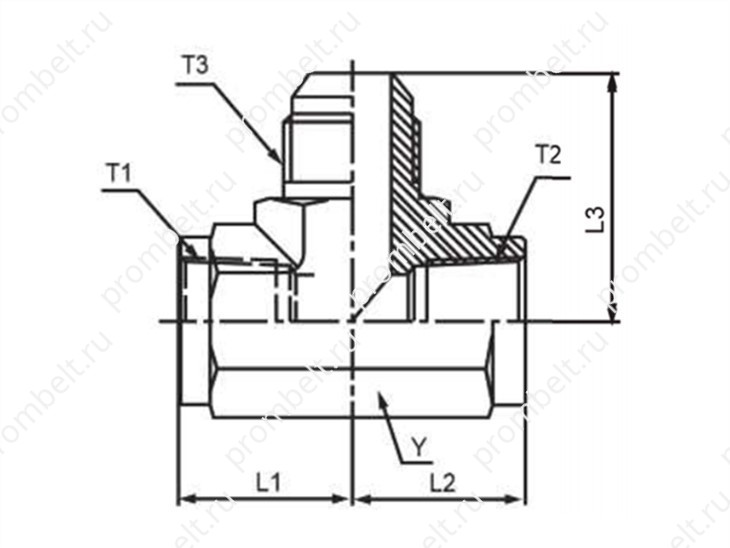 Проходной тройник NPTF–NPTF–JIC, SS316L, 1/4″–2″