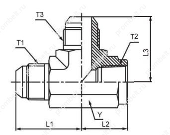 Проходной тройник JIC–NPTF–JIC SAE 070426, SS316L, 1/4″–2″