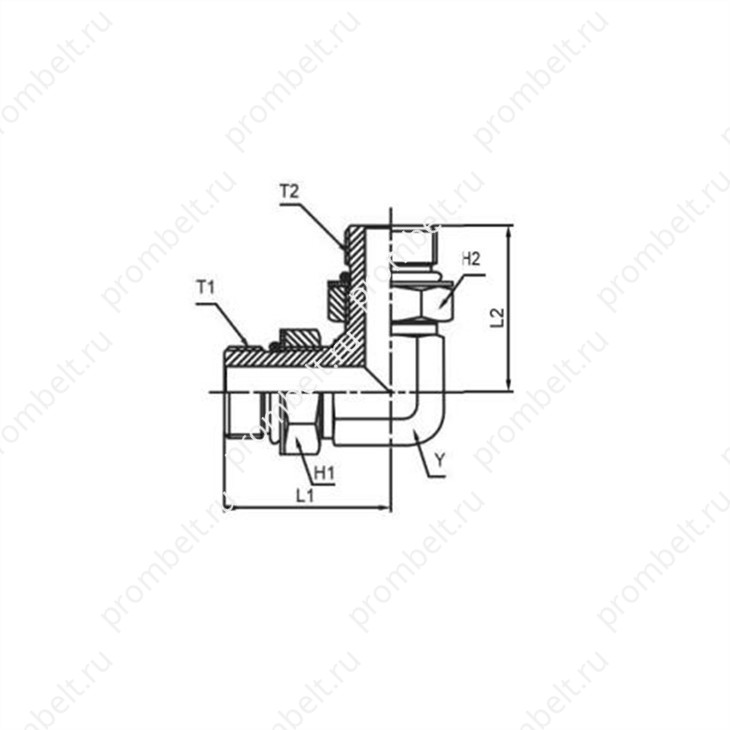 Угловой гидравлический соединитель 90° серии SAE 6807 с O-ring, нержавеющая сталь 316