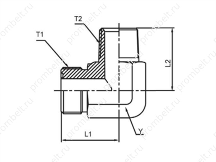 Угловой фитинг NPT–ORFS для рукава, наружная резьба, SS316L, 1/4″–2″