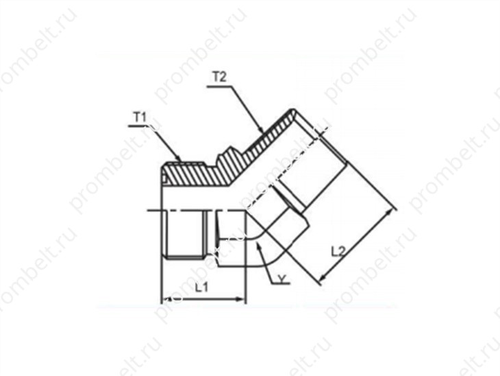 Угловой переходник 45° ORFS–NPT SAE J1453 с наружной резьбой, 1/4″–2″