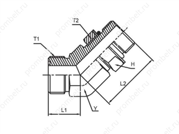 Угловой трубный фитинг ORFS 45° с регулируемым O-ring, SS316L, 1/4″–2″