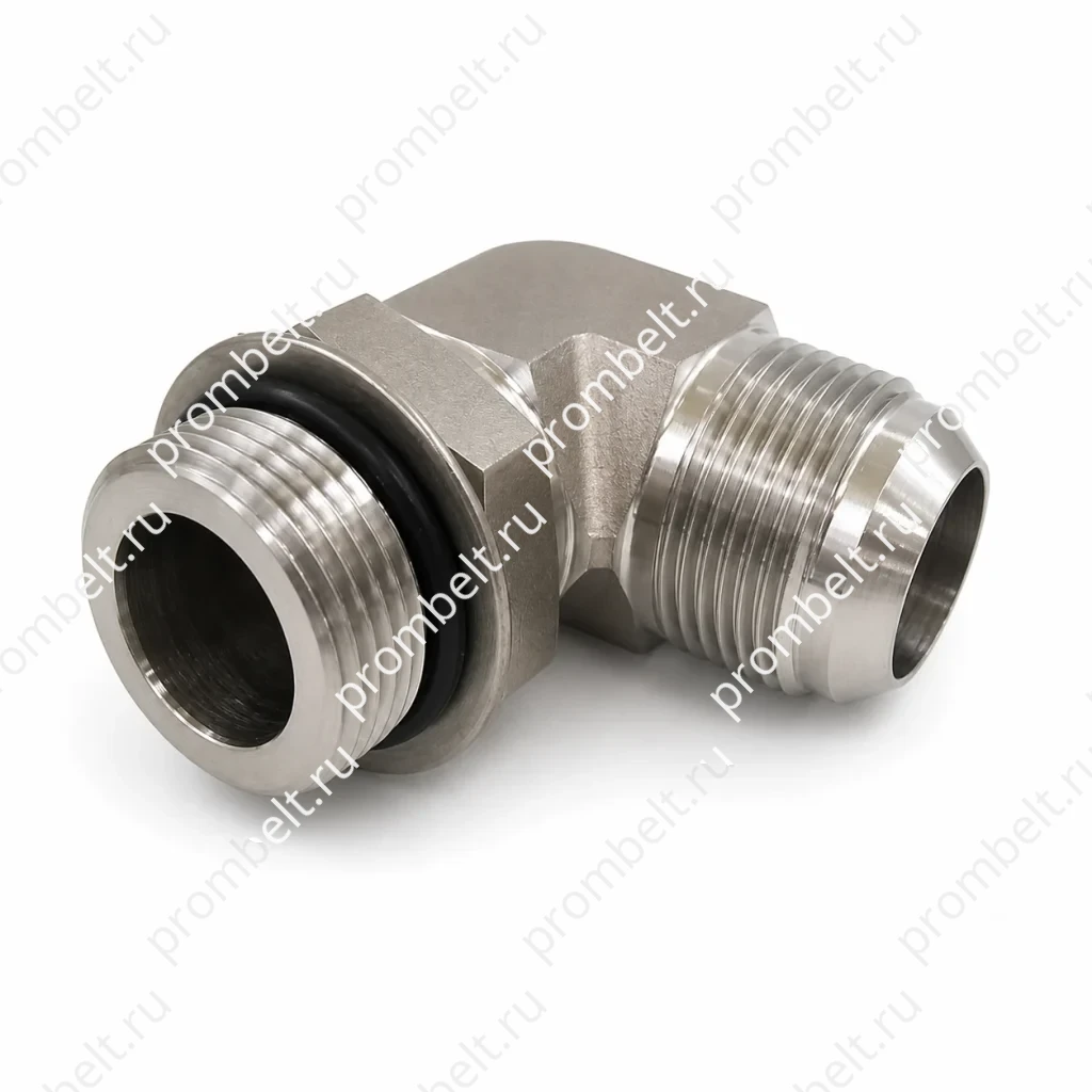Угловой переходник 90° JIC на регулируемую резьбу с O-ring SAE № 070220 из нержавеющей стали
