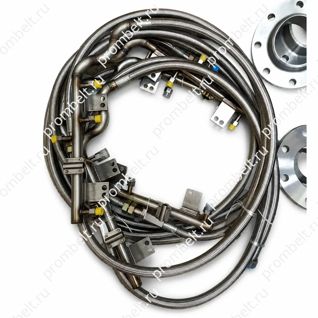 Рукава PTFE с трубными окончаниями и крепёжными кронштейнами